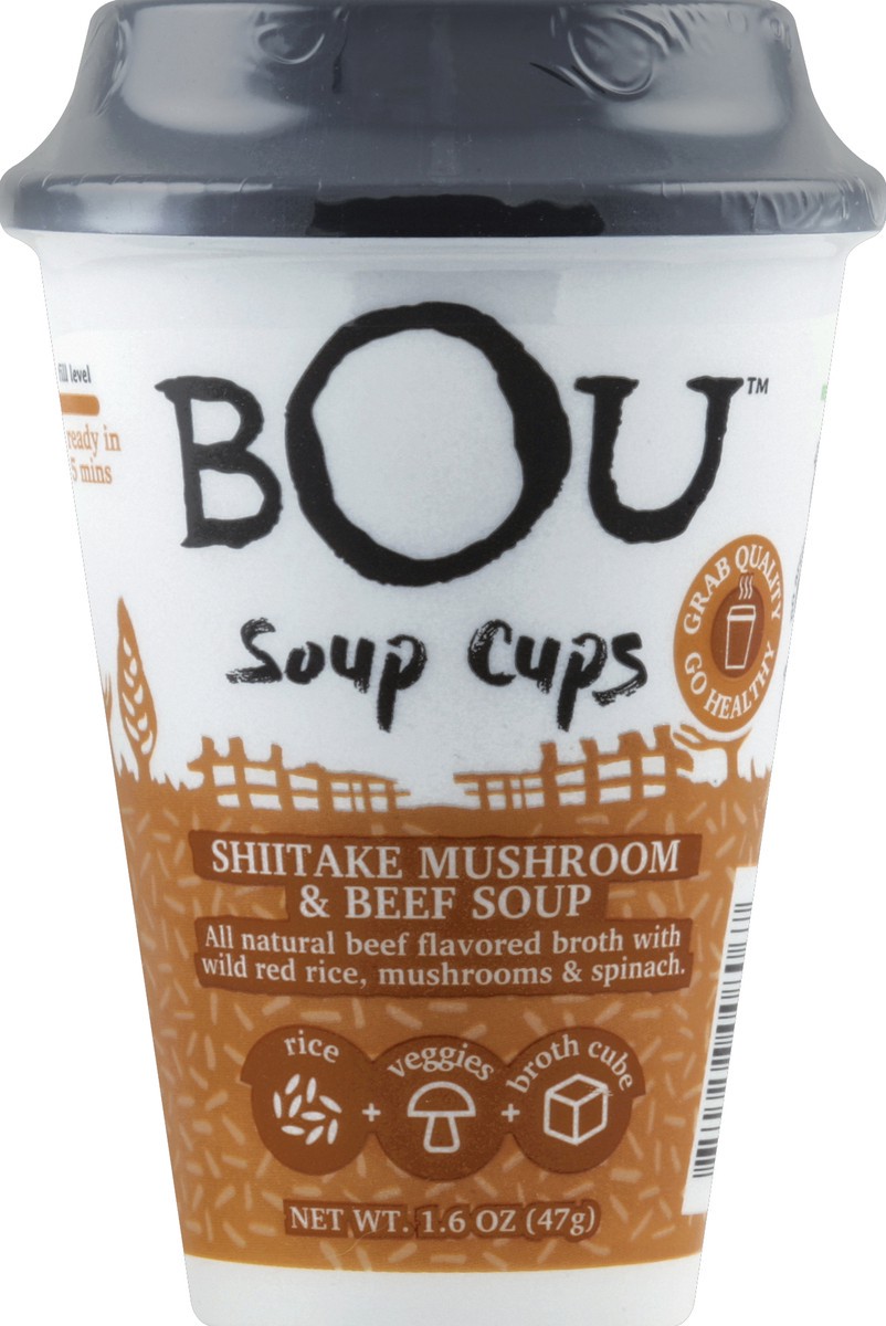 slide 3 of 3, BOU Brand Small Pack Cup Beef Shtki Mushroom, 1.6 oz