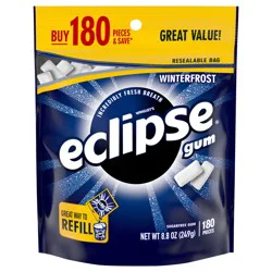 ECLIPSE Winterfrost Chewing Gum Sugar Free, Chewing Gum Bulk Pack, 8.8-Ounce (180 Piece Bag)
