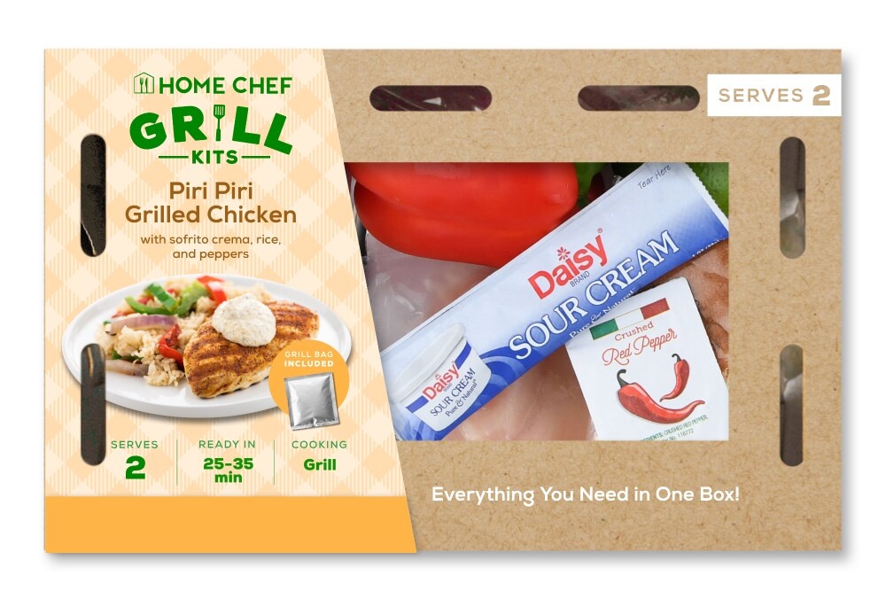 slide 1 of 1, Home Chef Oven Kit Piri Piri Grilled Chicken With Sofrito Crema Rice And Peppers, 32 oz