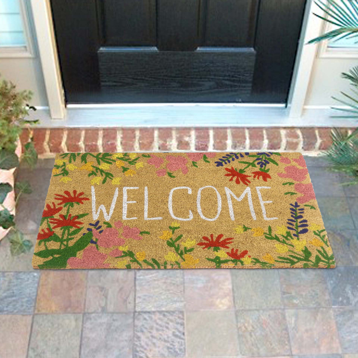 slide 2 of 3, Allure Floral Welcome Doormat, 17 in x 29 in, Multi, 17 x 29 