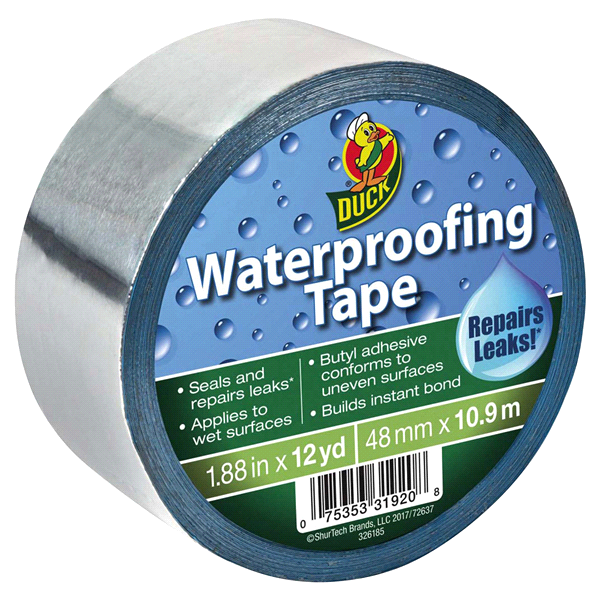 slide 1 of 1, Duck Brand Waterproofing Tape - Silver, 1.88 in. x 12 yd., 1 ct