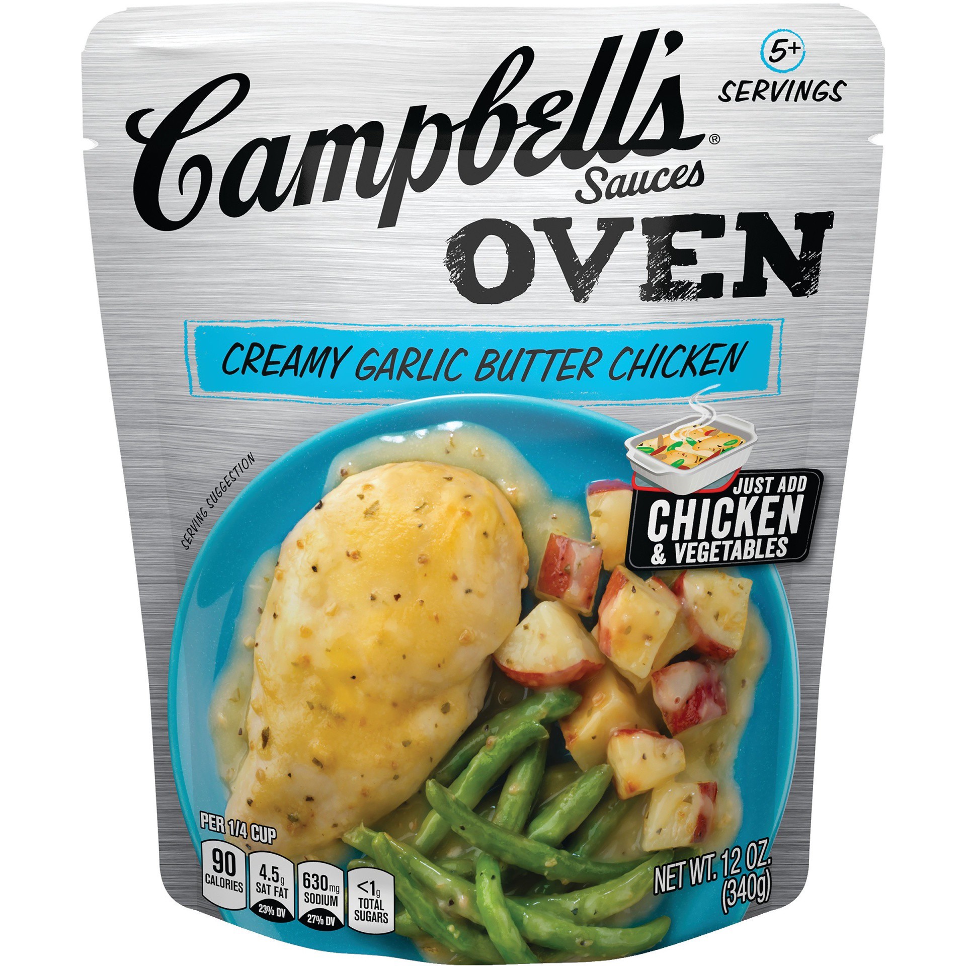 slide 1 of 5, Campbell's Cooking Sauces, Creamy Garlic Butter Sauce, 12 Oz Pouch, 12 oz