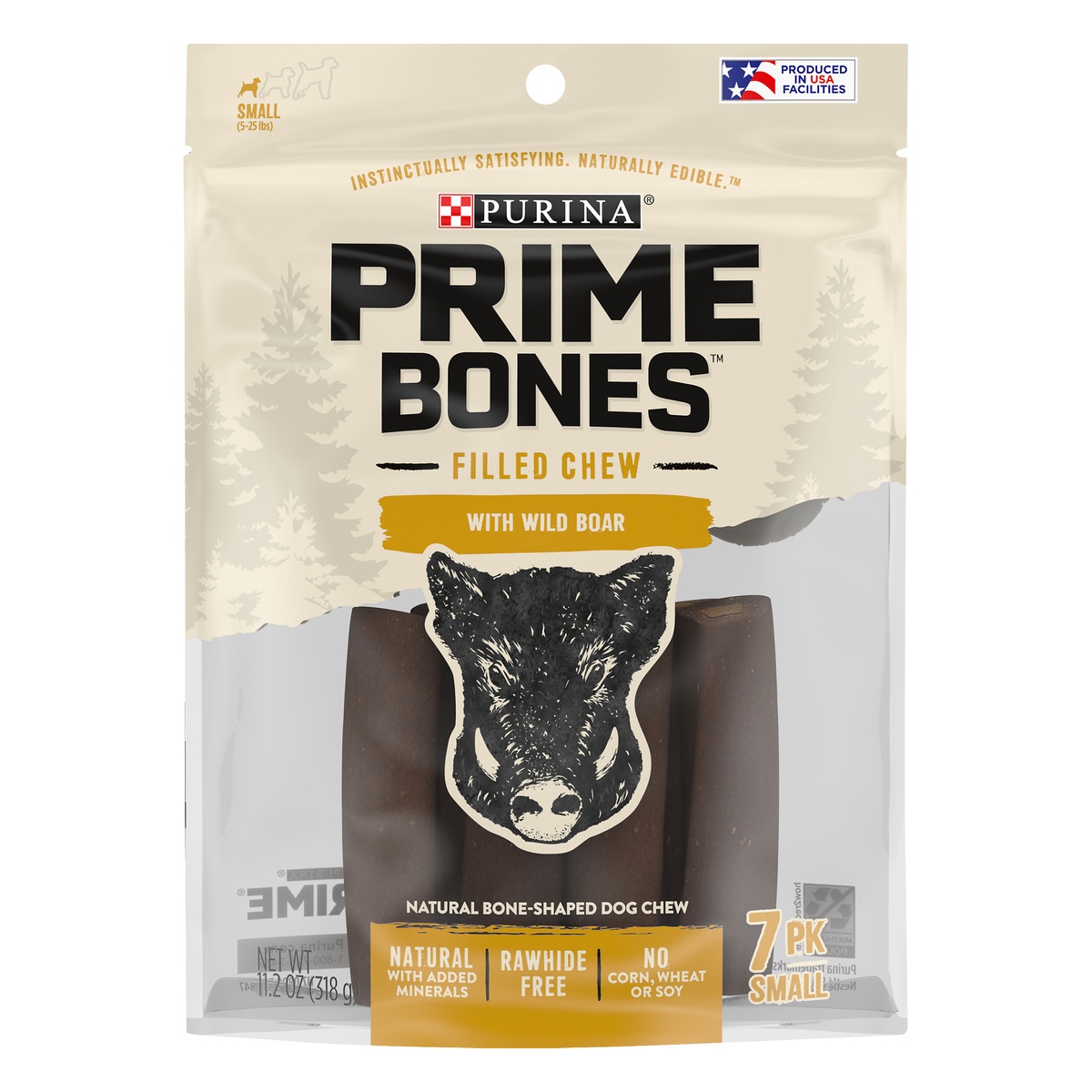 slide 1 of 1, Prime Bone Filled Chew With Wild Boar Small Dog Treats, 7 ct; 11.2 oz