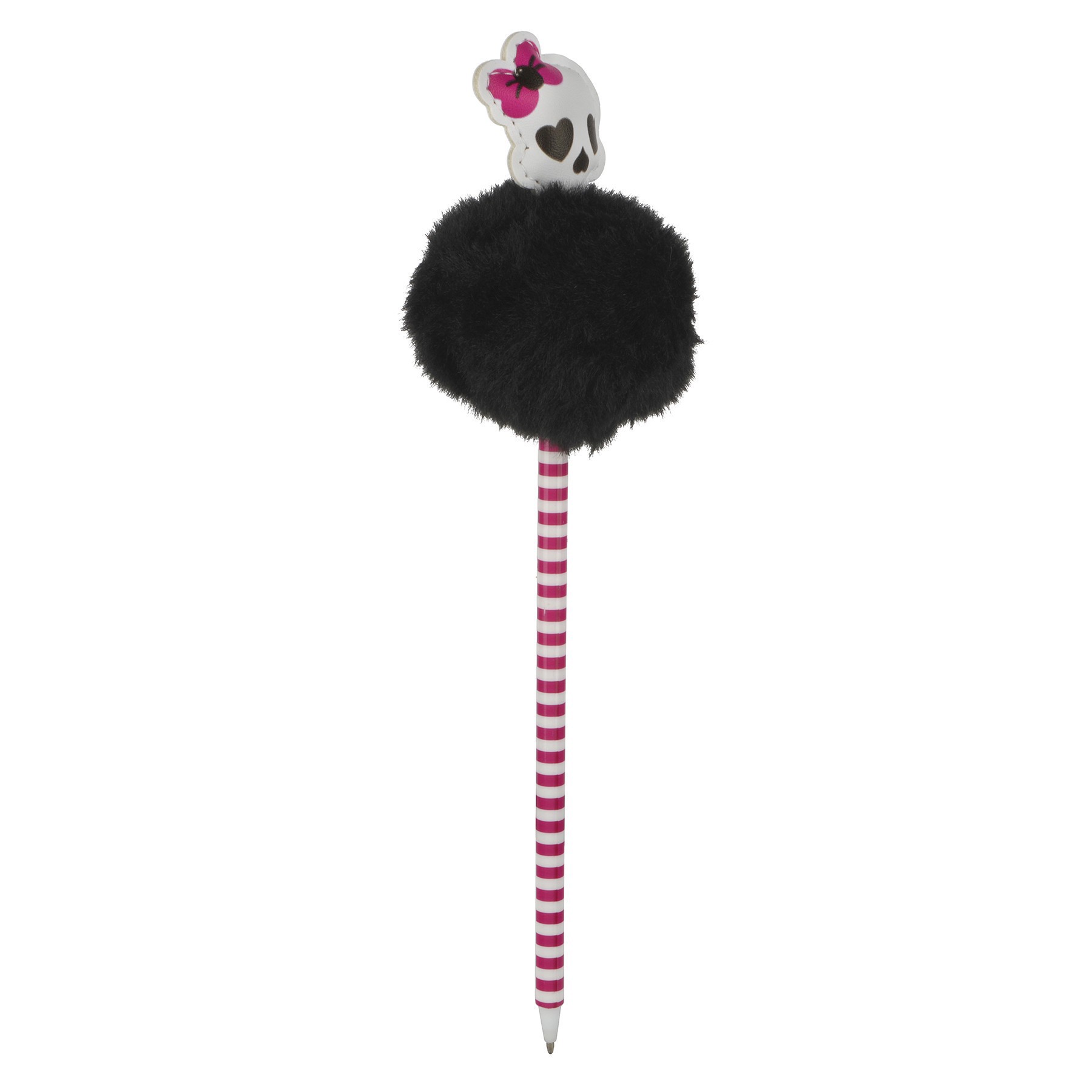 slide 2 of 2, 8" Black & White Skull Pom Pom Pen By Creatology, 8 in