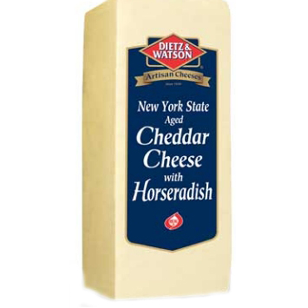 slide 1 of 1, Dietz & Watson Cheddar Cheese - New York State Aged Cheddar Cheese With Horseradish, per lb