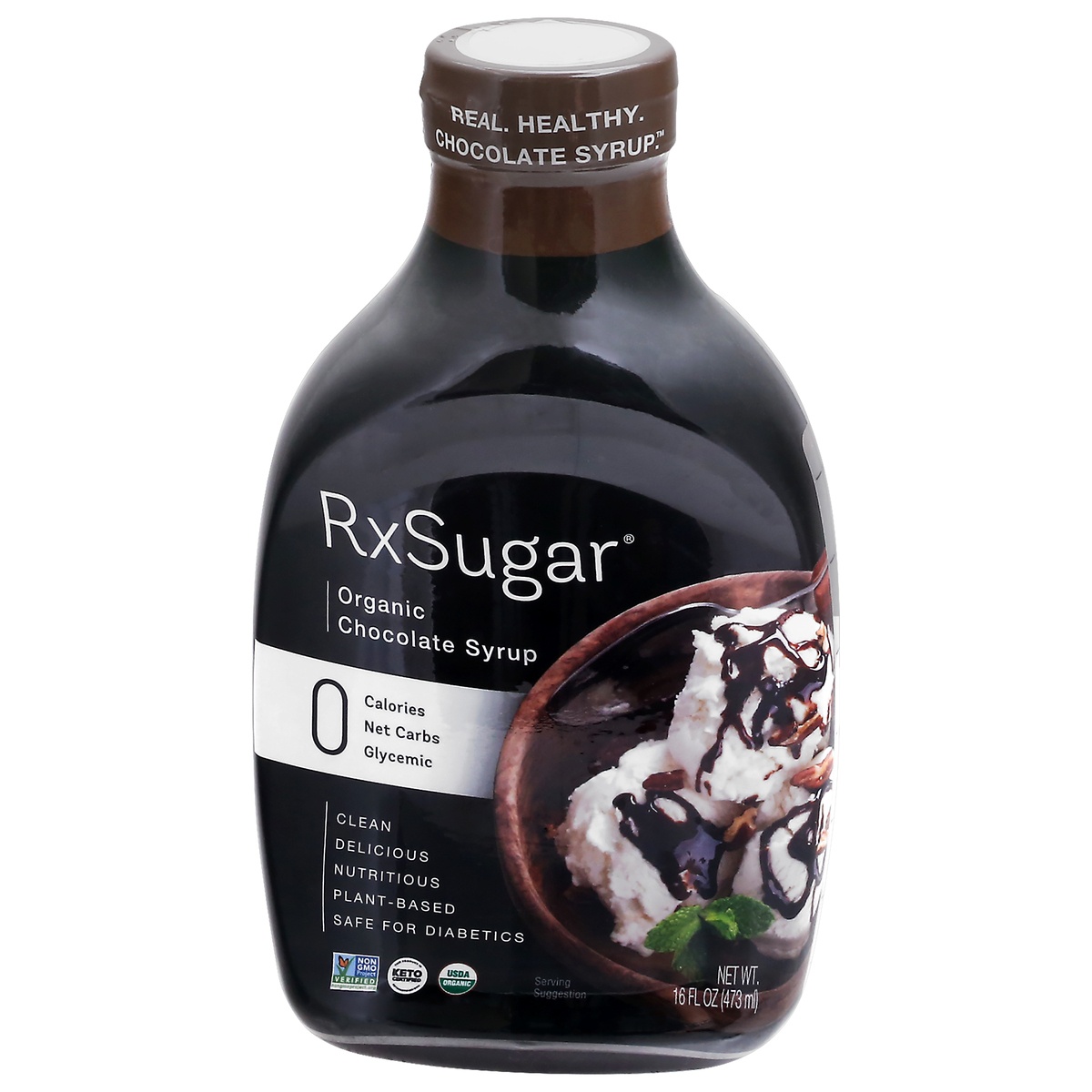 slide 1 of 1, RxSugar Organic Chocolate Syrup, 16 fl oz