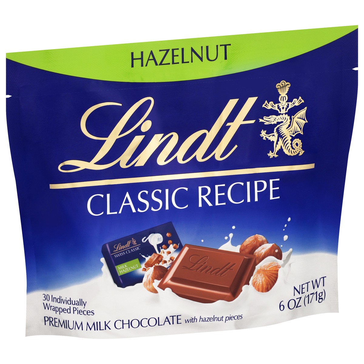 slide 7 of 9, Lindt Classic Recipe Premium Hazelnut Milk Chocolate with Hazelnut Pieces 30 ea, 30 ct