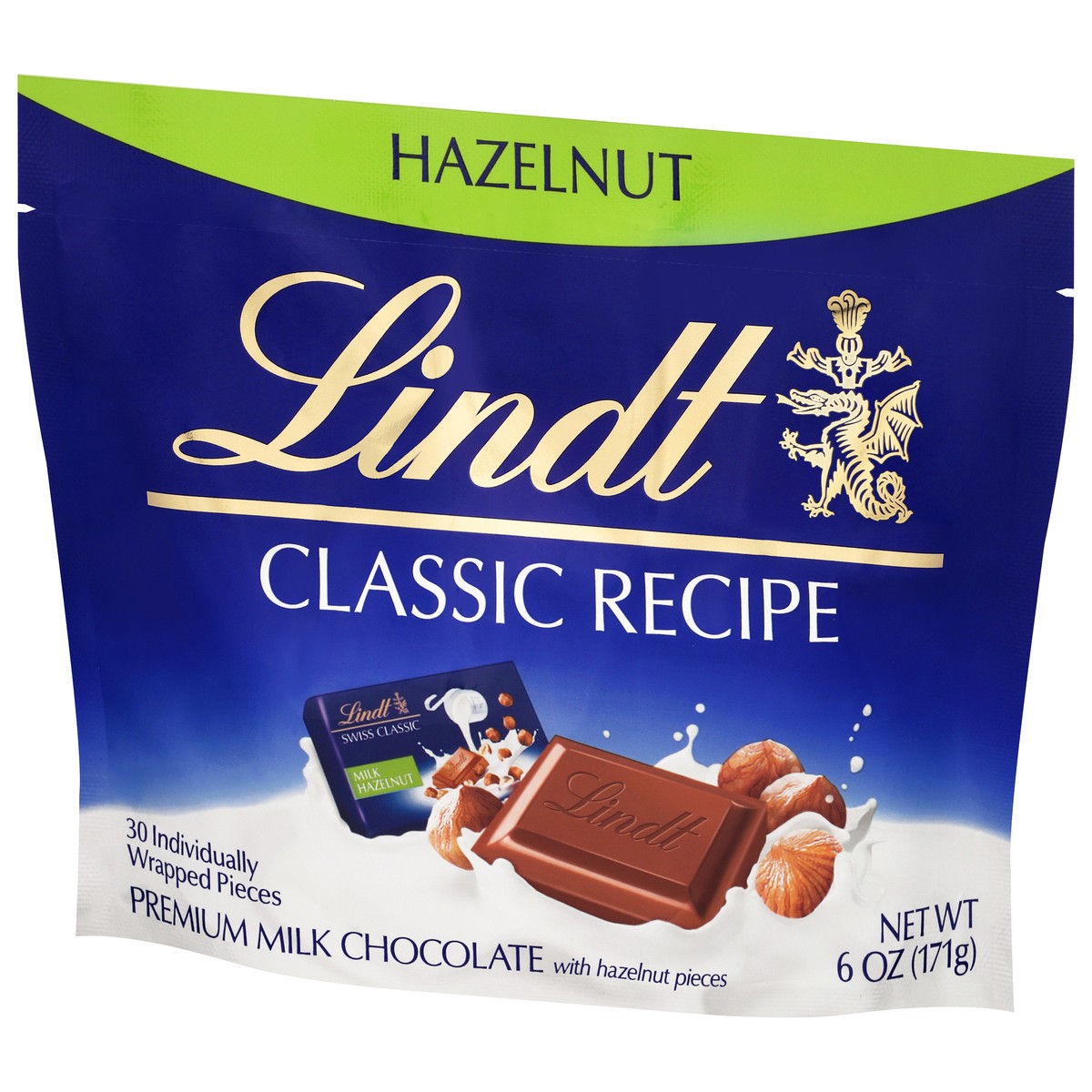 slide 3 of 9, Lindt Classic Recipe Premium Hazelnut Milk Chocolate with Hazelnut Pieces 30 ea, 30 ct