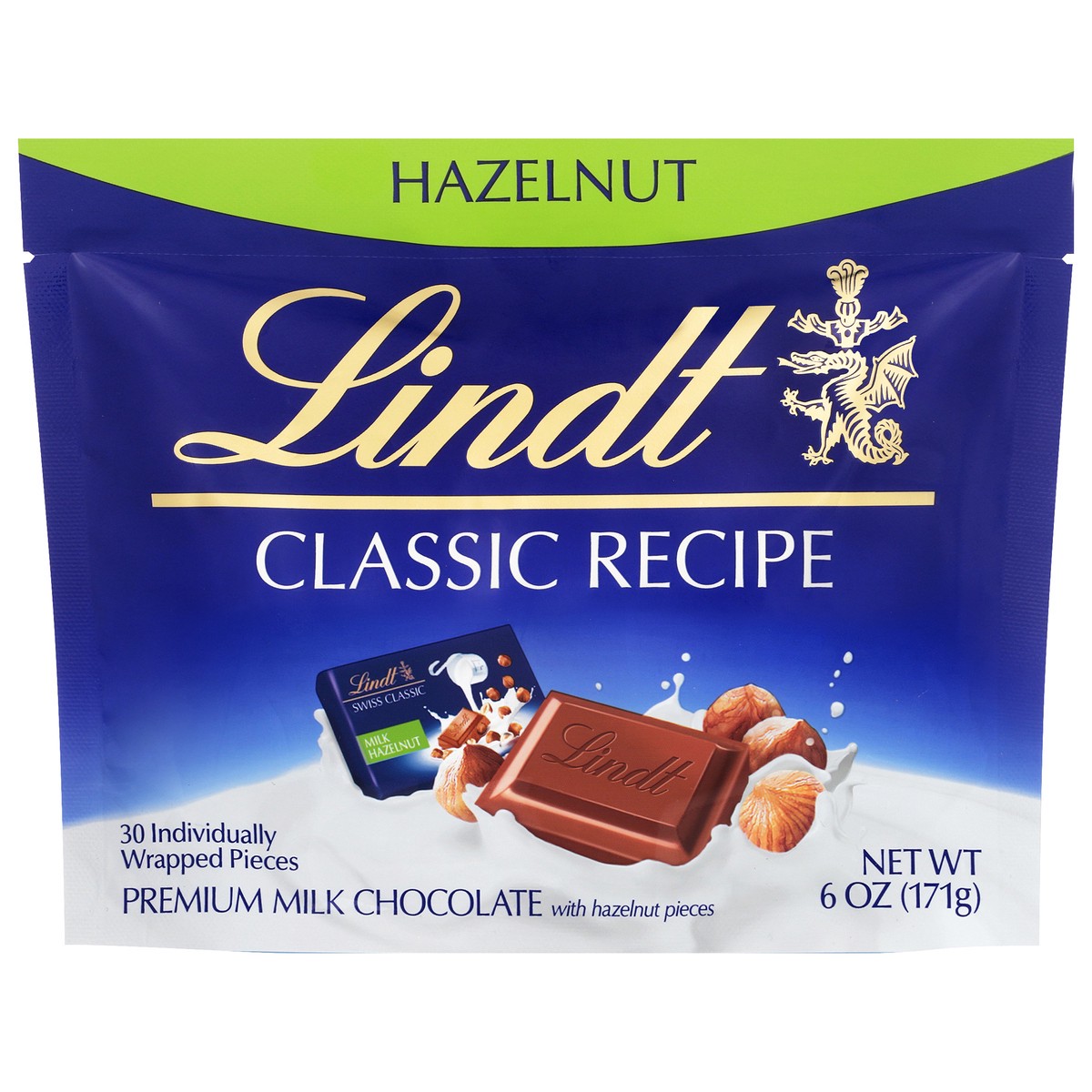 slide 9 of 9, Lindt Classic Recipe Premium Hazelnut Milk Chocolate with Hazelnut Pieces 30 ea, 30 ct