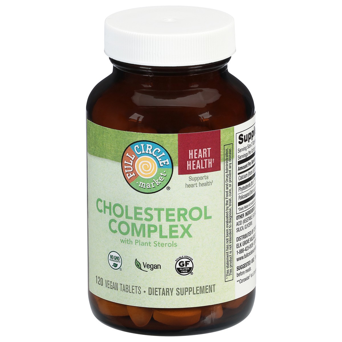 slide 3 of 4, Full Circle Market Cholesterol Complex with Plant Sterols 120 Vegan Tablets, 120 ct