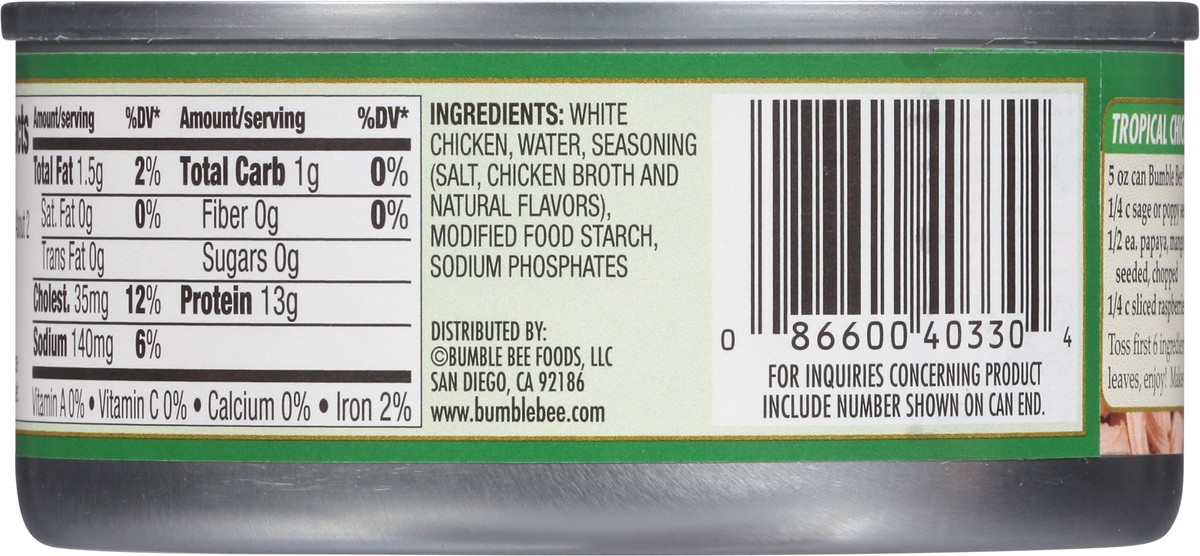 slide 7 of 9, Bumble Bee Premium Chunk in Water White Chicken 5 oz, 5 oz