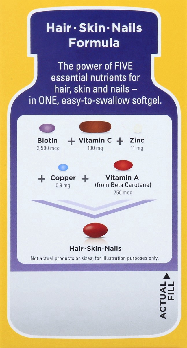 slide 6 of 14, Nature Made Hair Skin and Nails with Biotin 2500 mcg, Dietary Supplement For Healthy Hair Skin and Nails Support, 60 Softgels, 60 Day Supply, 60 ct