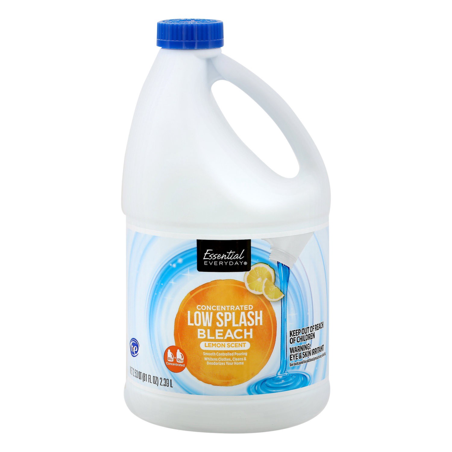 slide 1 of 1, Essential Everyday Low Splash Bleach Lemon Scent, 81 oz