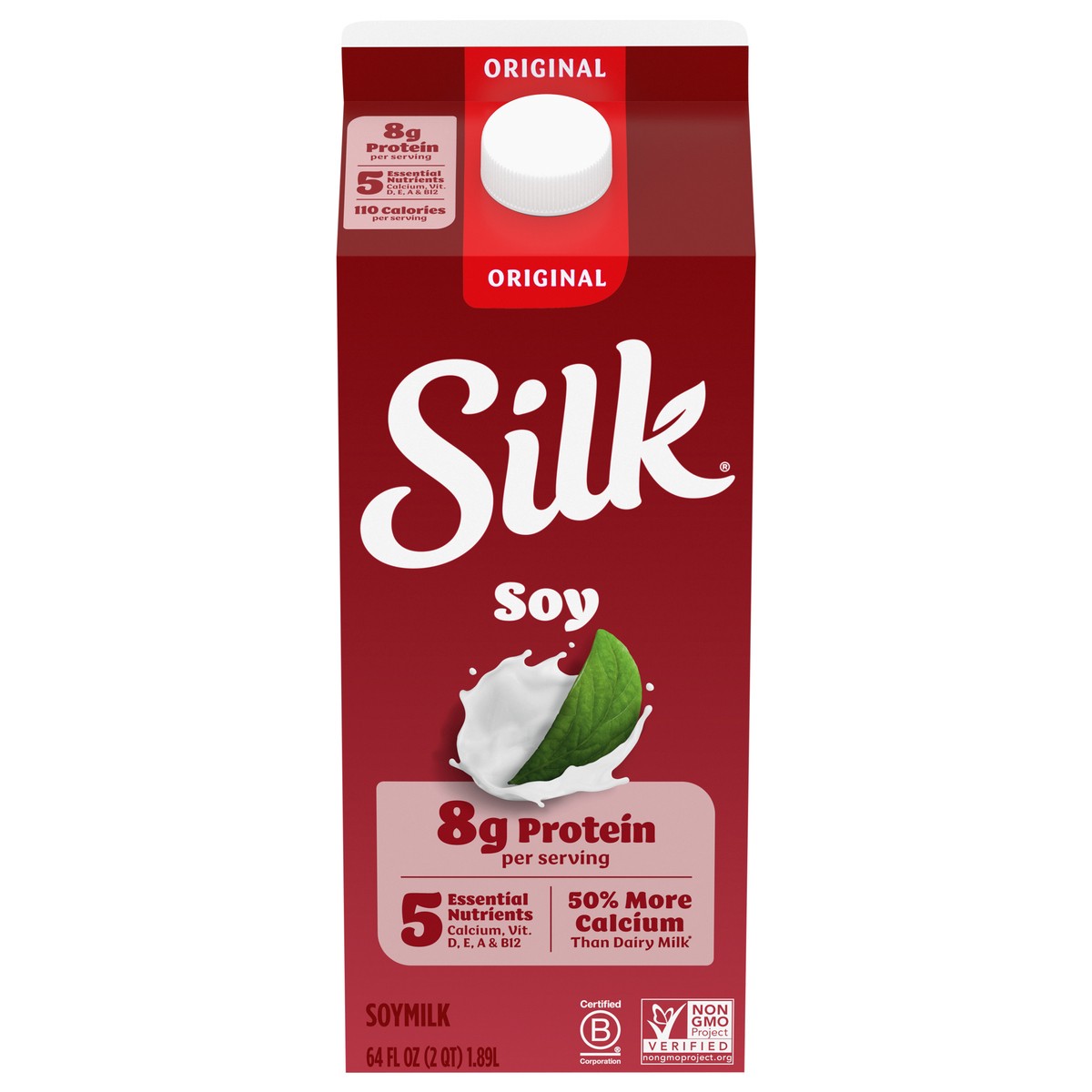 slide 3 of 4, Silk Soy Milk, Original, Dairy Free, Gluten Free, 64 FL OZ Half Gallon, 64 fl oz