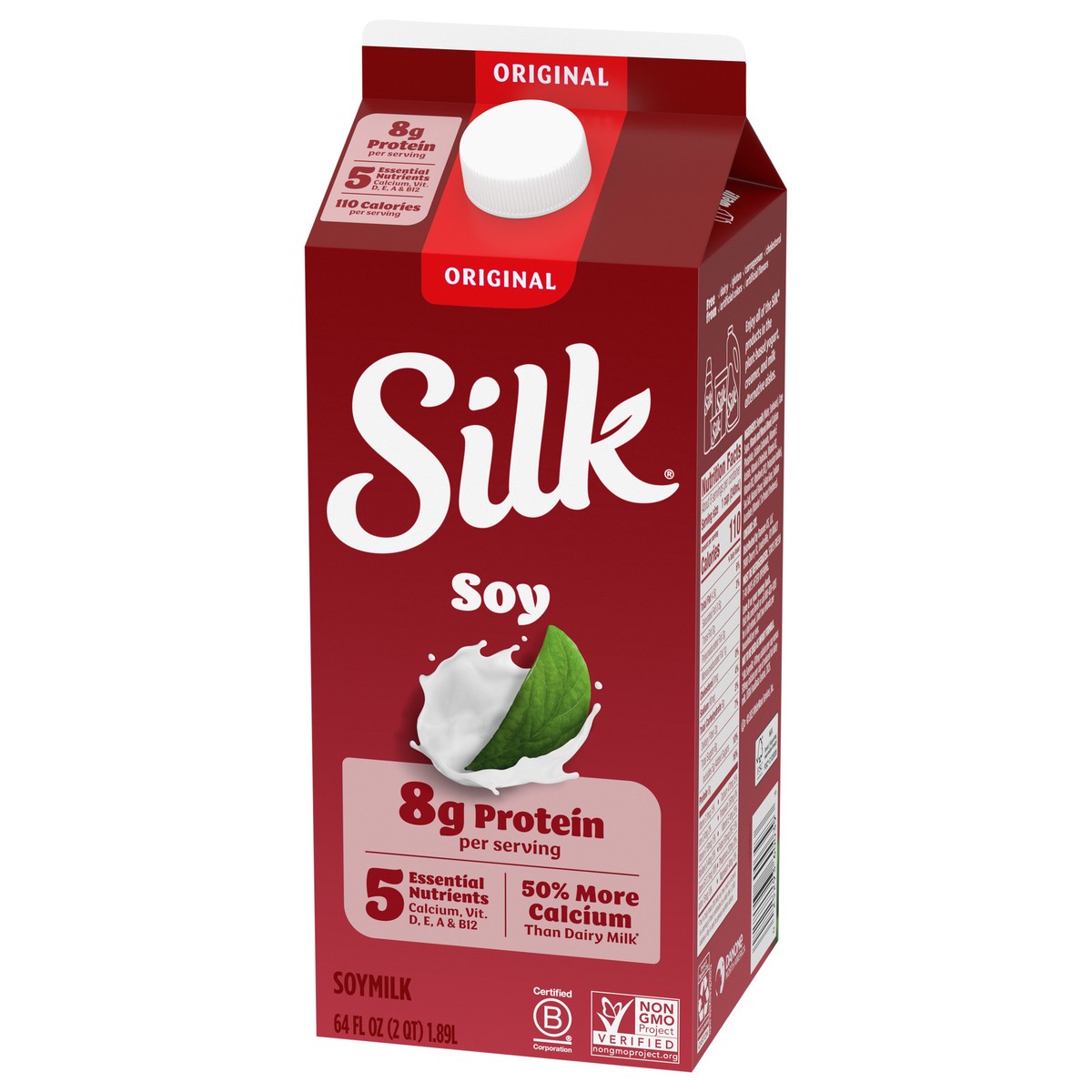 slide 4 of 4, Silk Soy Milk, Original, Dairy Free, Gluten Free, 64 FL OZ Half Gallon, 64 fl oz