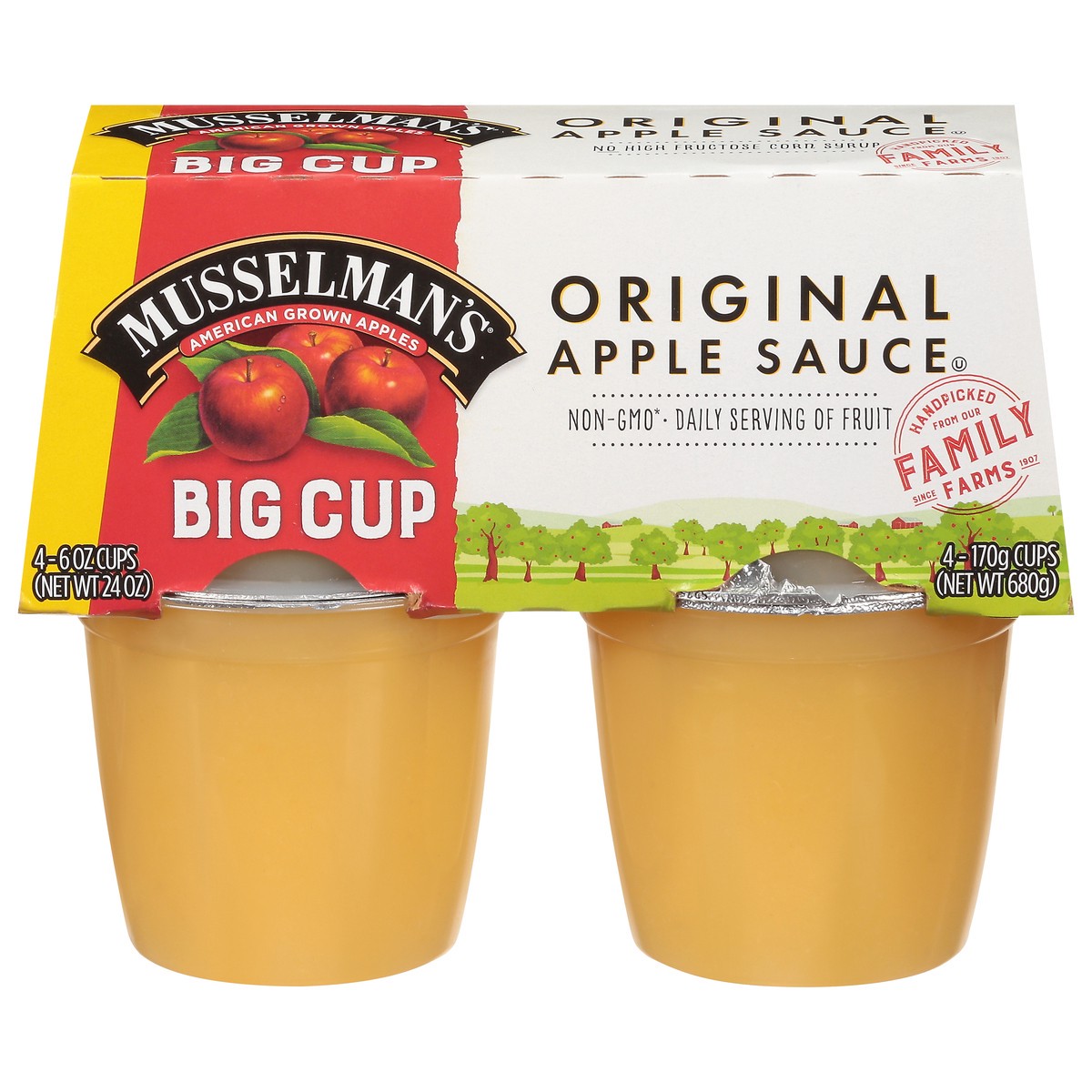 slide 1 of 8, Musselman's Big Cup Apple Sauce, 4 ct; 6 oz