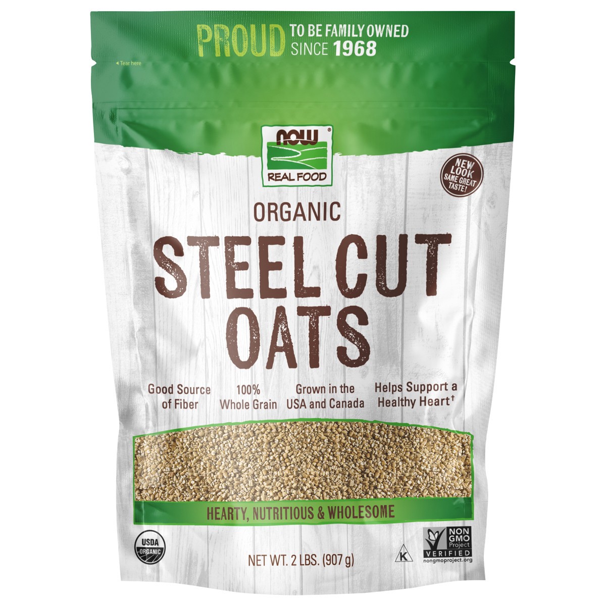 slide 1 of 3, NOW Real Food Steel Cut Oats, Organic - 2 lb., 2 lb