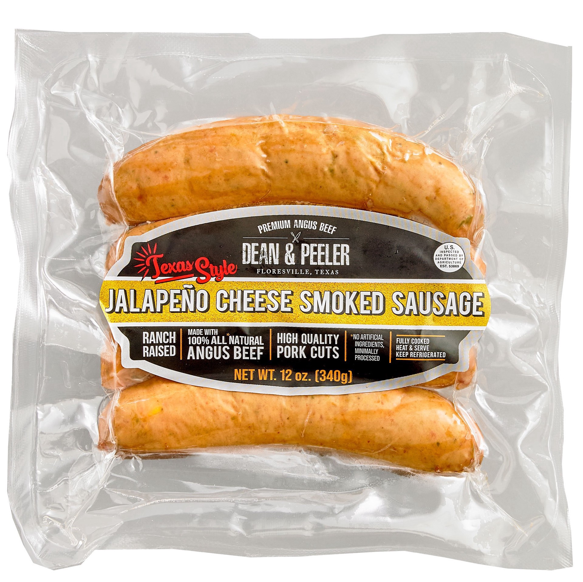 slide 1 of 1, Dean & Peeler Smoked Jalapeno Cheese Sausage, 12 oz