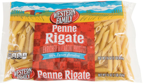 slide 1 of 1, Western Family Penne Rigate Pasta, 16 oz