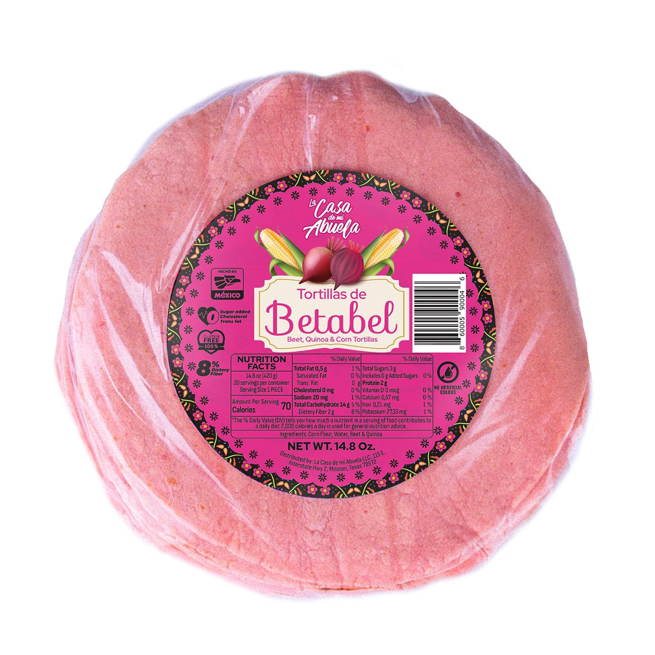 slide 1 of 1, La Casa de Mi Abuela Beet, Quinoa & Corn Tortillas, 20 ct