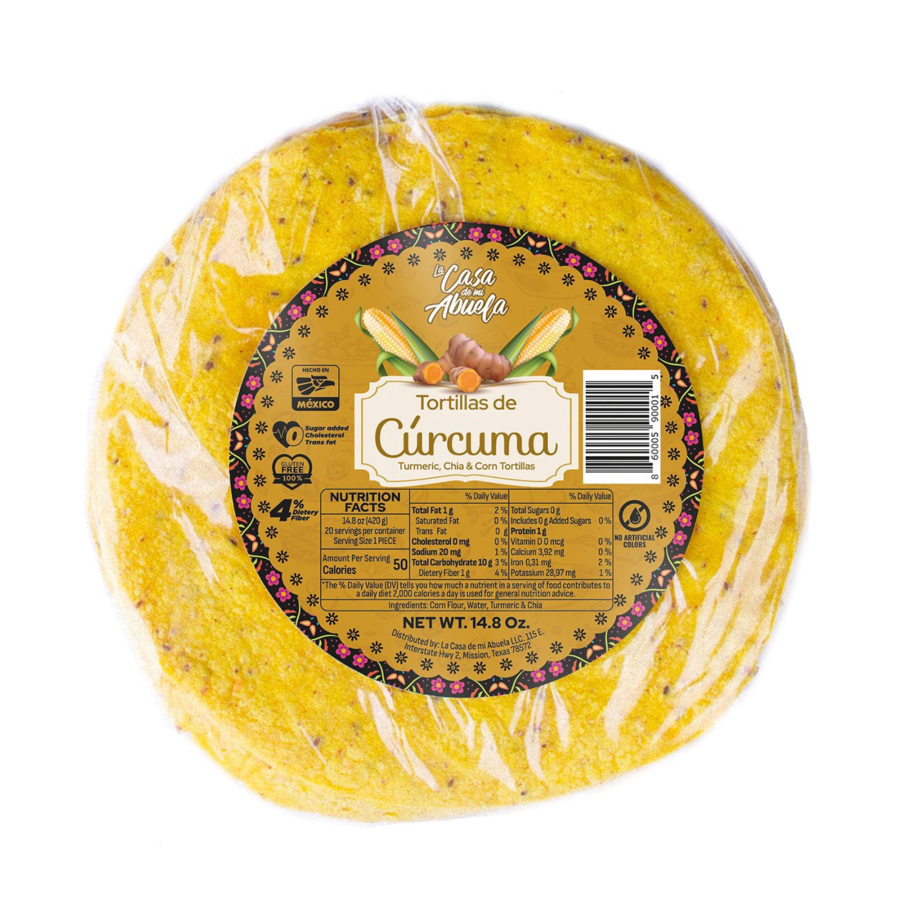 slide 1 of 1, La Casa de Mi Abuela Turmeric, Chia & Corn Tortillas, 20 ct