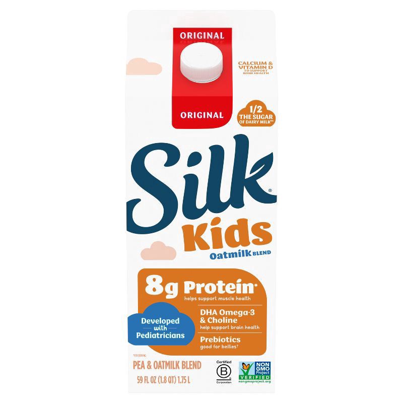 slide 2 of 9, Silk Kids Oat Milk Blend, Original, Refrigerated, Dairy Free, Gluten Free, Vegan, 59 FL OZ, 59 fl oz
