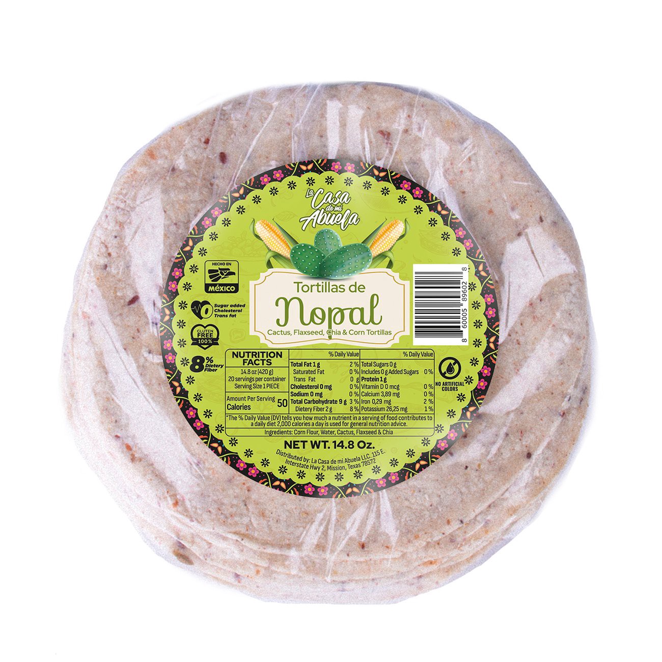 slide 1 of 1, La Casa de Mi Abuela Cactus, Flaxseed, Chia & Corn Tortillas, 20 ct