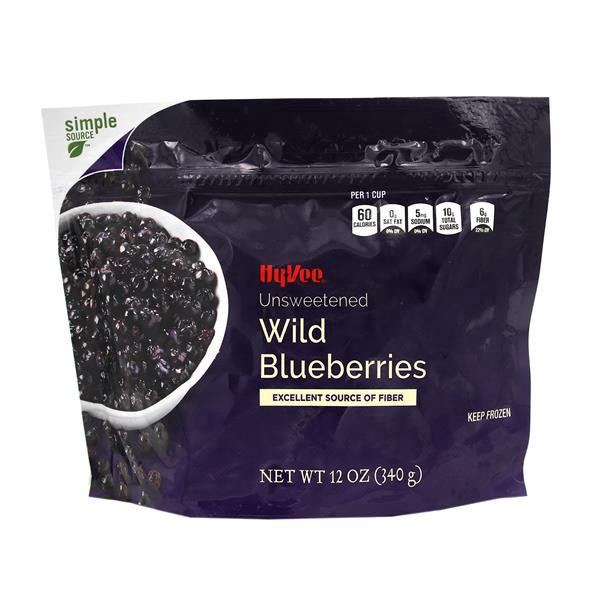 slide 1 of 1, Hy-vee Freshly Frozen Unsweetened Wild Blueberries, 12 oz