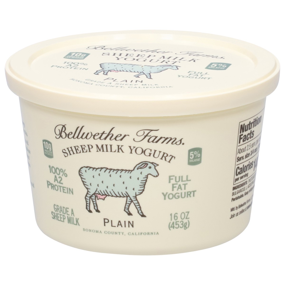 slide 9 of 9, Bellwether Farms Sheep Milk Plain Yogurt, 16 oz