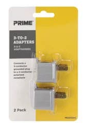 Prime Wire & Cable 3-to-2 Grounding Power Adapter - Gray