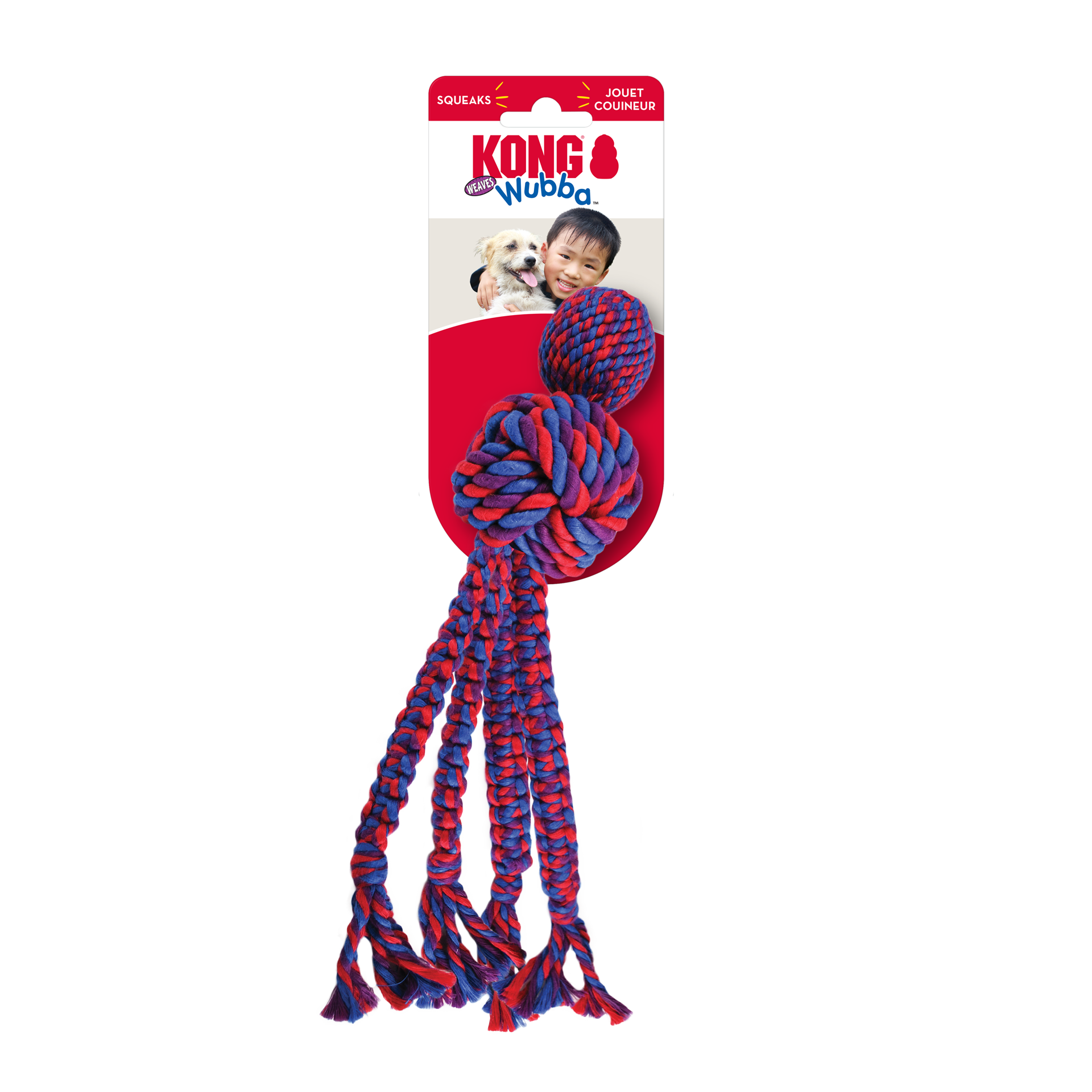 slide 3 of 3, KONG Wubba Weaves w/Rope Blue Sm, 1 ct