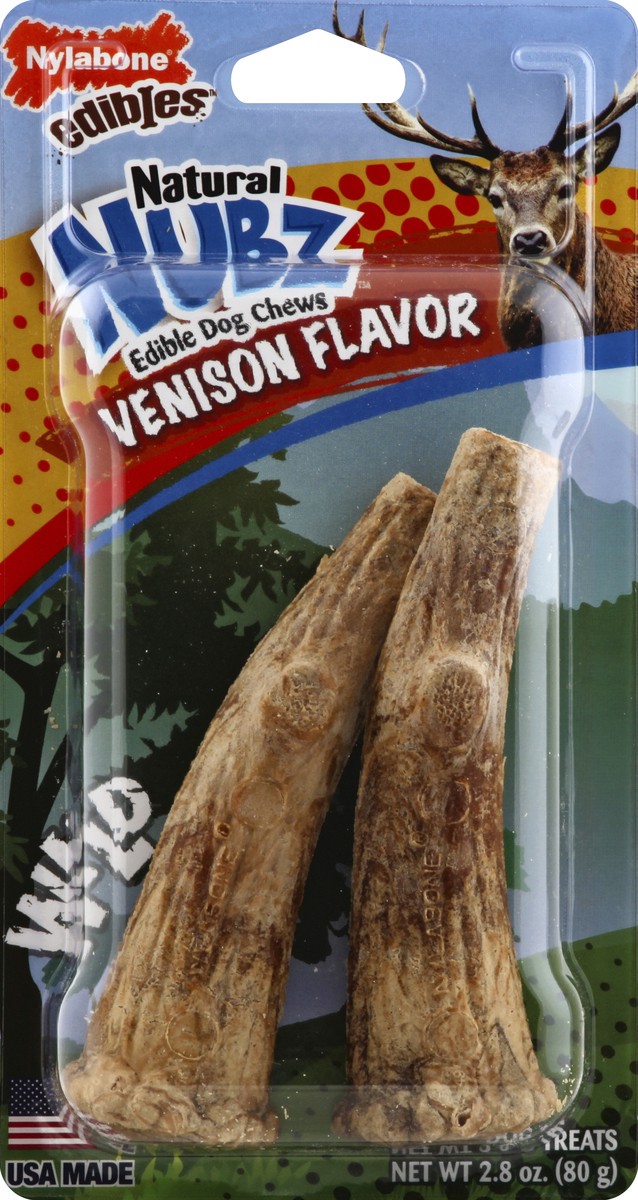 slide 2 of 2, Nylabone Edibles Nubz Wild Venison Flavored Dog Treats, 2 ct