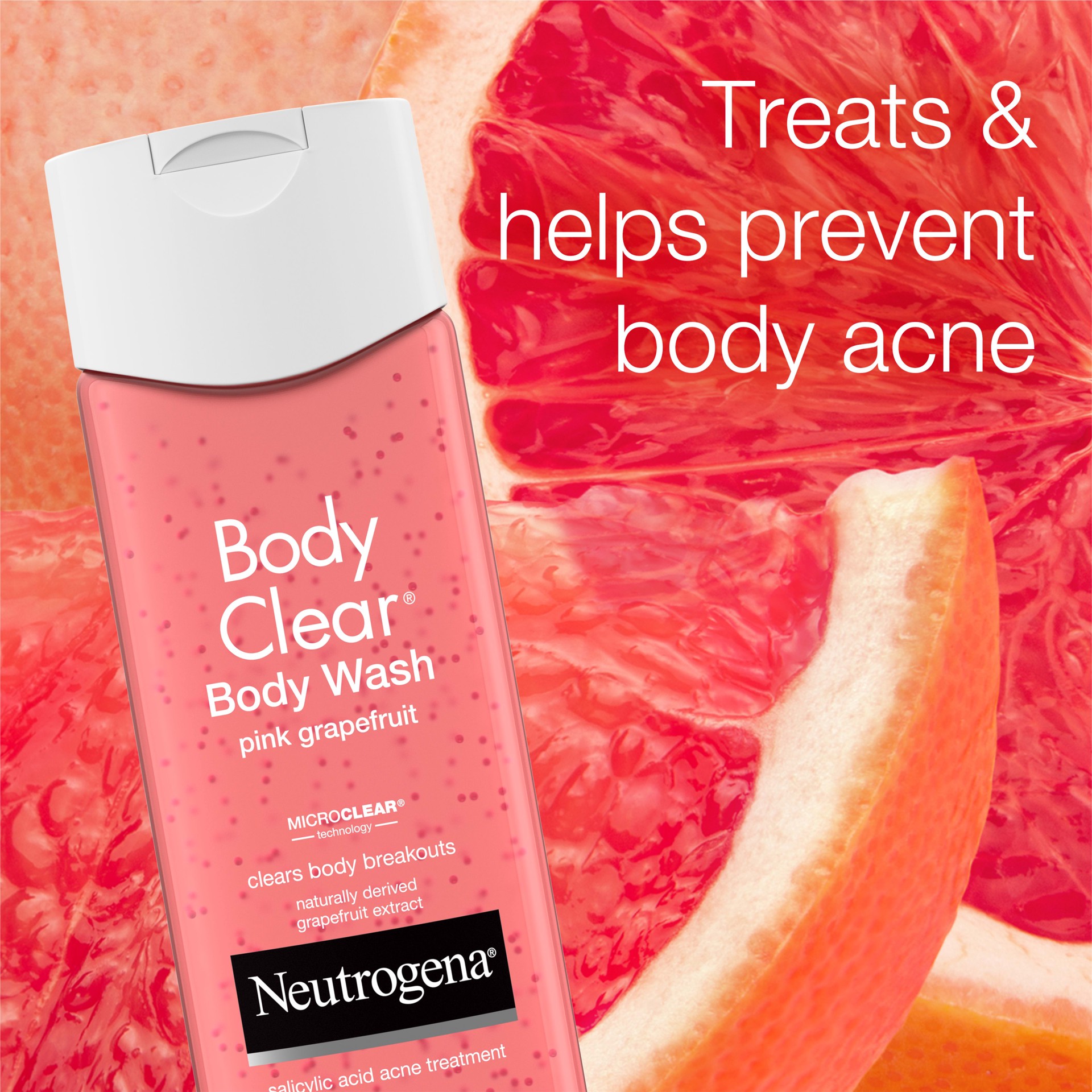 slide 5 of 10, Neutrogena Body Clear Pink Grapefruit Acne Body Wash with Vitamin C for Body Breakouts - 8.5 fl oz, 8.50 fl oz