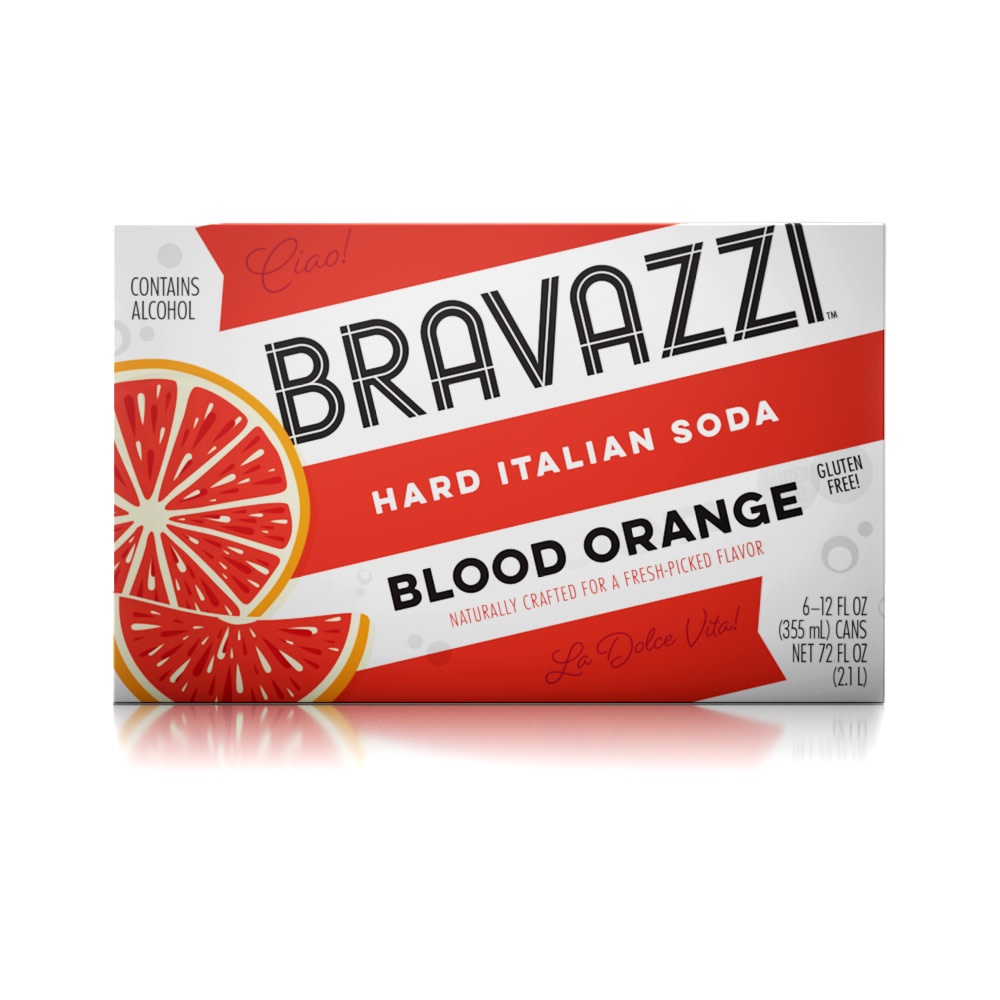 slide 1 of 2, Bravazzi Hard Italian Soda Blood Orange, 6 ct; 12 fl oz