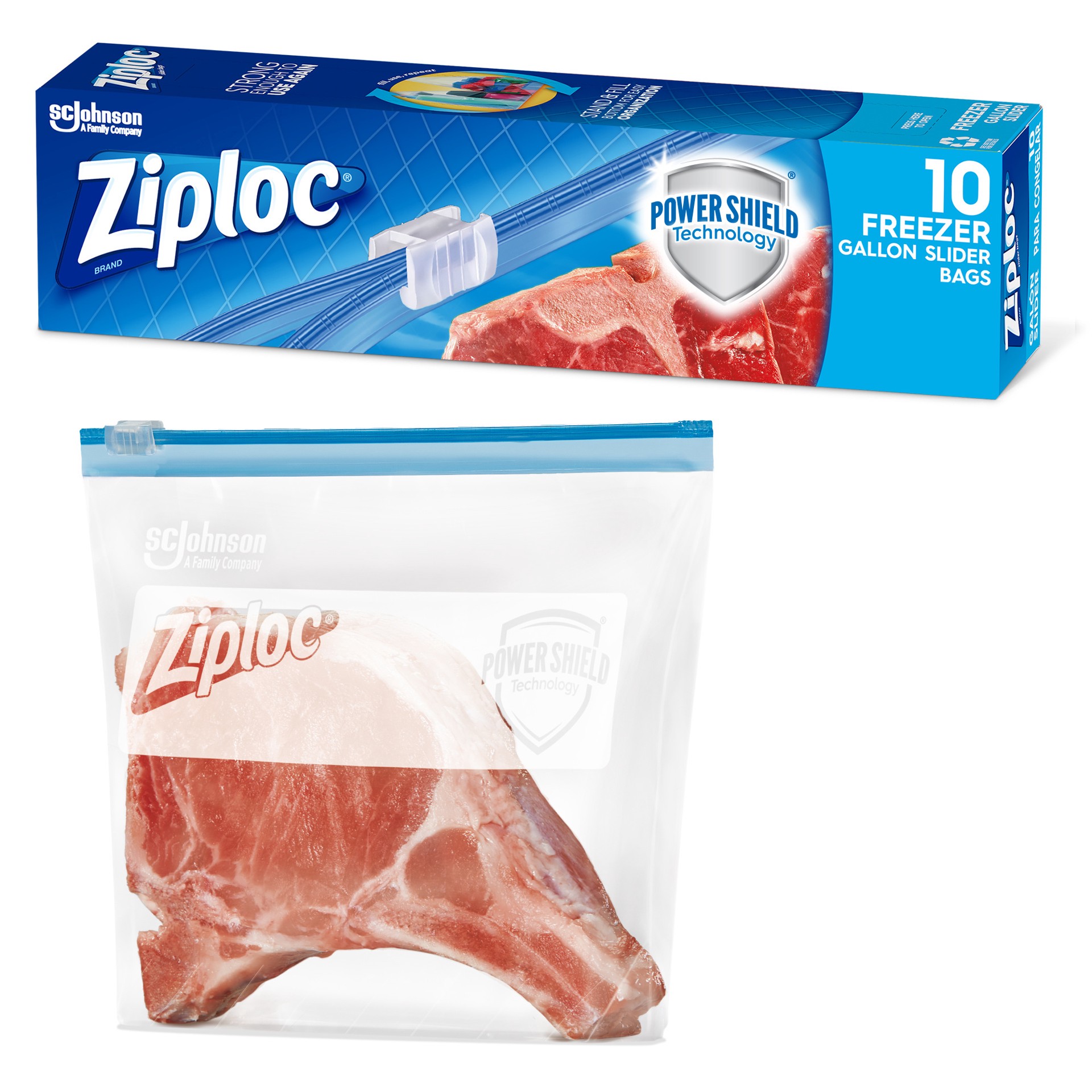 slide 3 of 4, Ziploc Slide-Lock Gal Freezer Bags, 10 ct