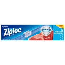 Ziploc Freezer Bags, Reusable Gallon Size Slider Bags, BPA-free Plastic, Power Shield Technology - 10 Count