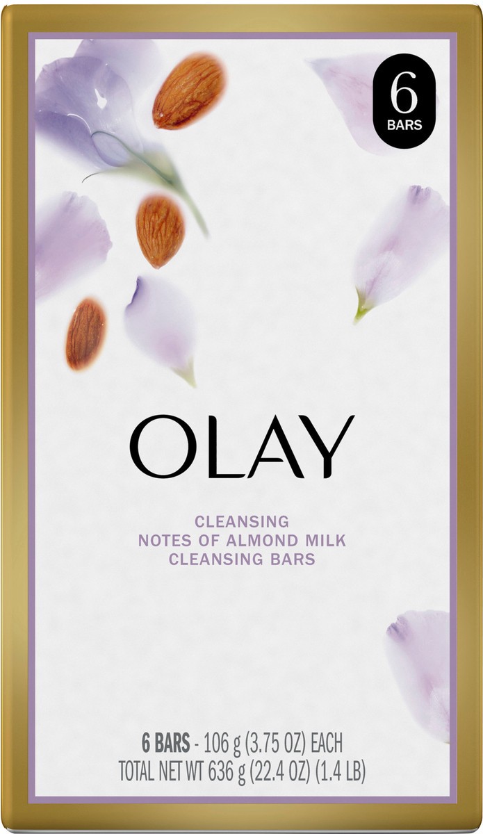 slide 1 of 5, Olay Notes of Almond Milk Cleansing Bars 6-106 g Packs, 6 ct