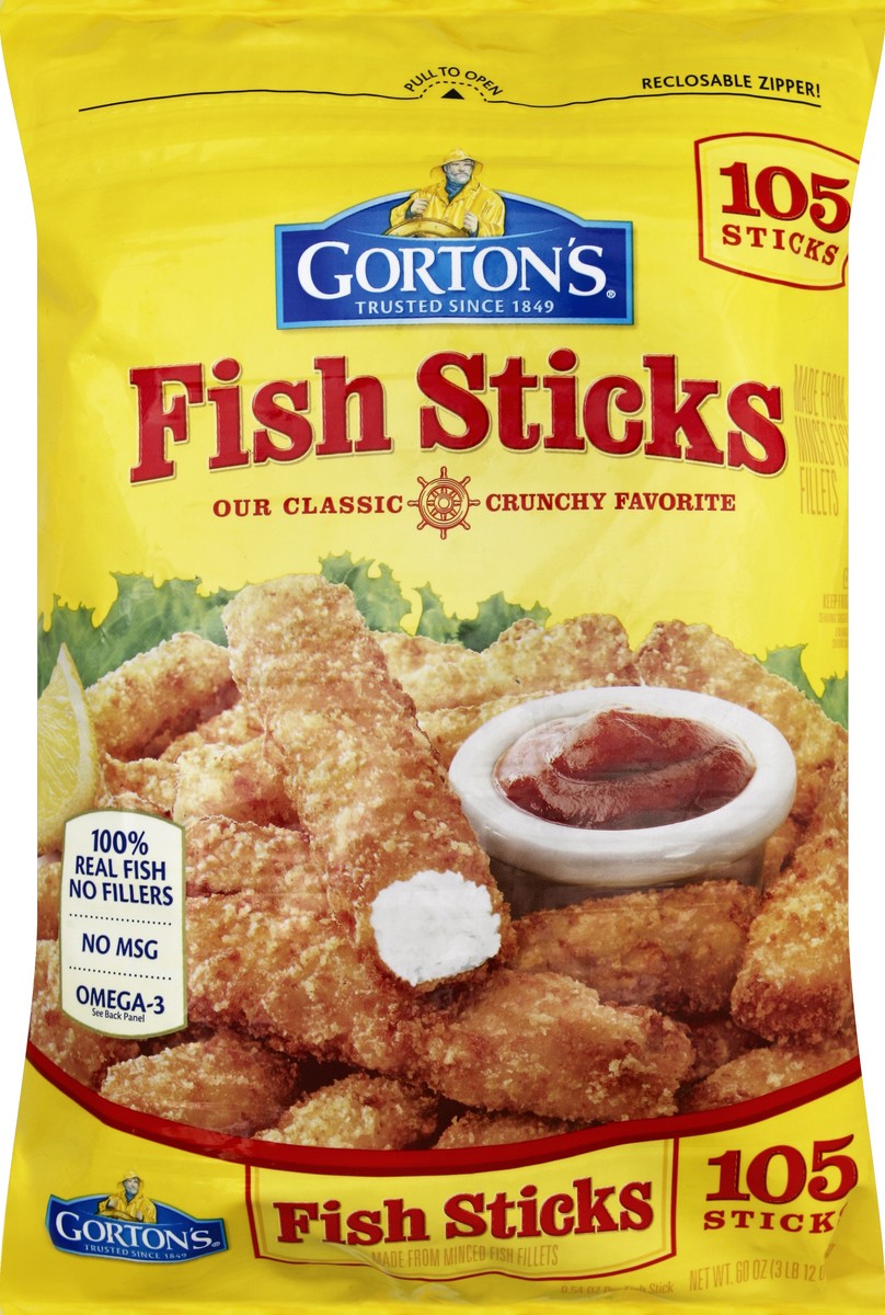 slide 5 of 5, Gorton's Crunchy Breaded Fish Sticks, 105 ct; 4 lb