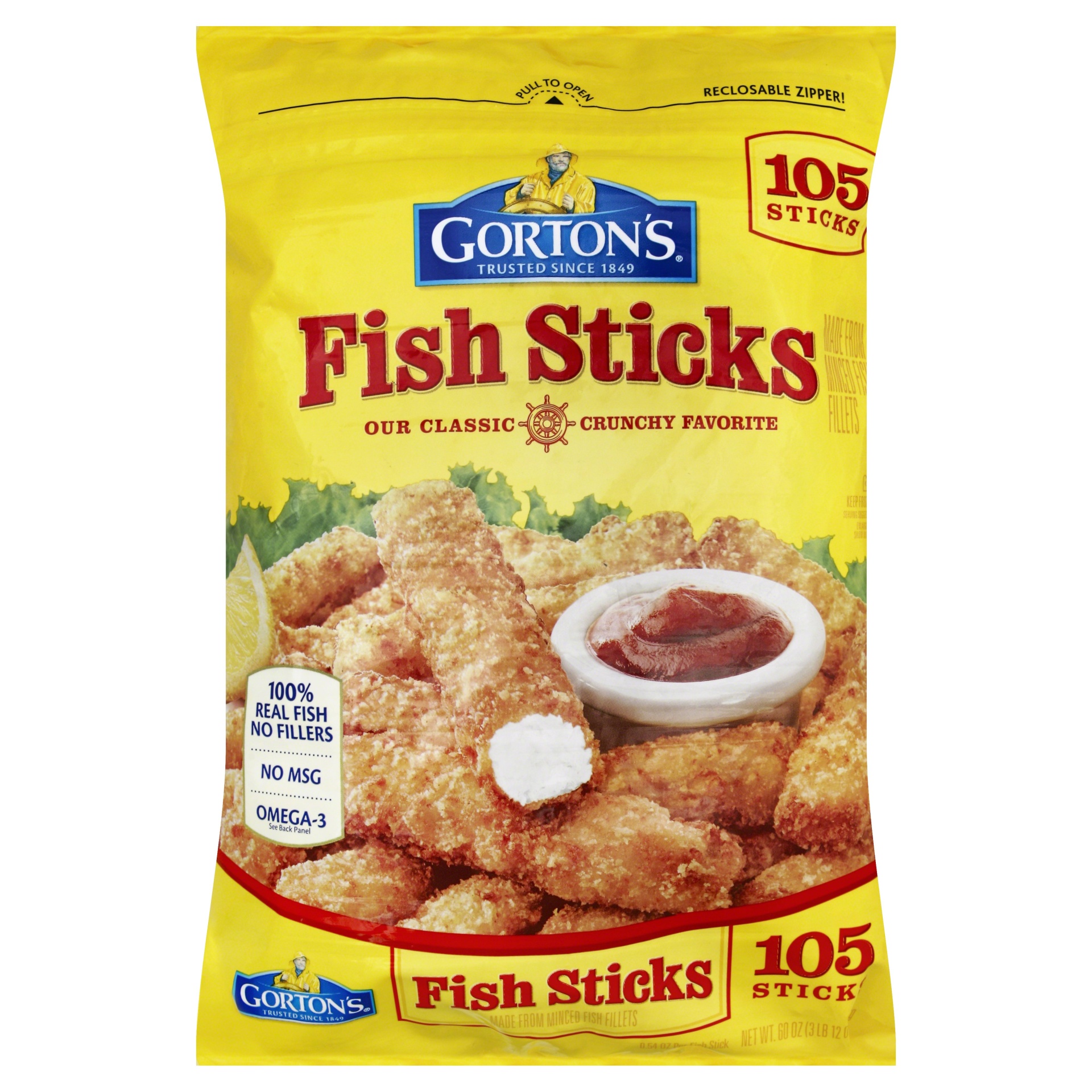 slide 1 of 5, Gorton's Crunchy Breaded Fish Sticks, 105 ct; 4 lb