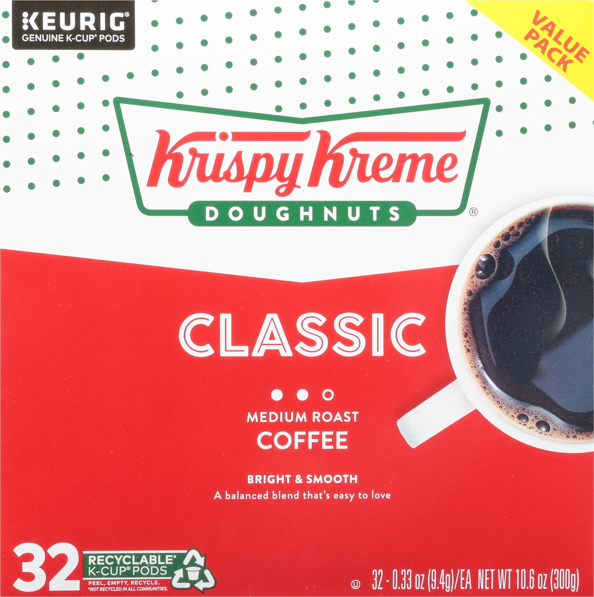 slide 2 of 9, Krispy Kreme Classic Keurig Single-Serve K-Cup Pods, Medium Roast Coffee, 32 Count, 32 ct