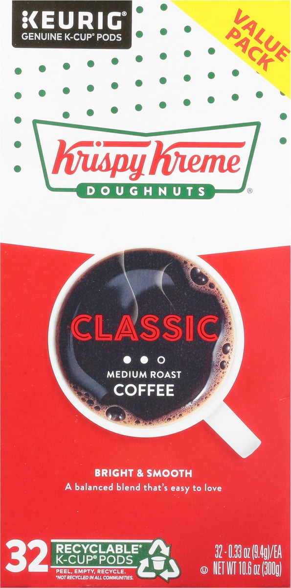 slide 7 of 9, Krispy Kreme Classic Keurig Single-Serve K-Cup Pods, Medium Roast Coffee, 32 Count, 32 ct