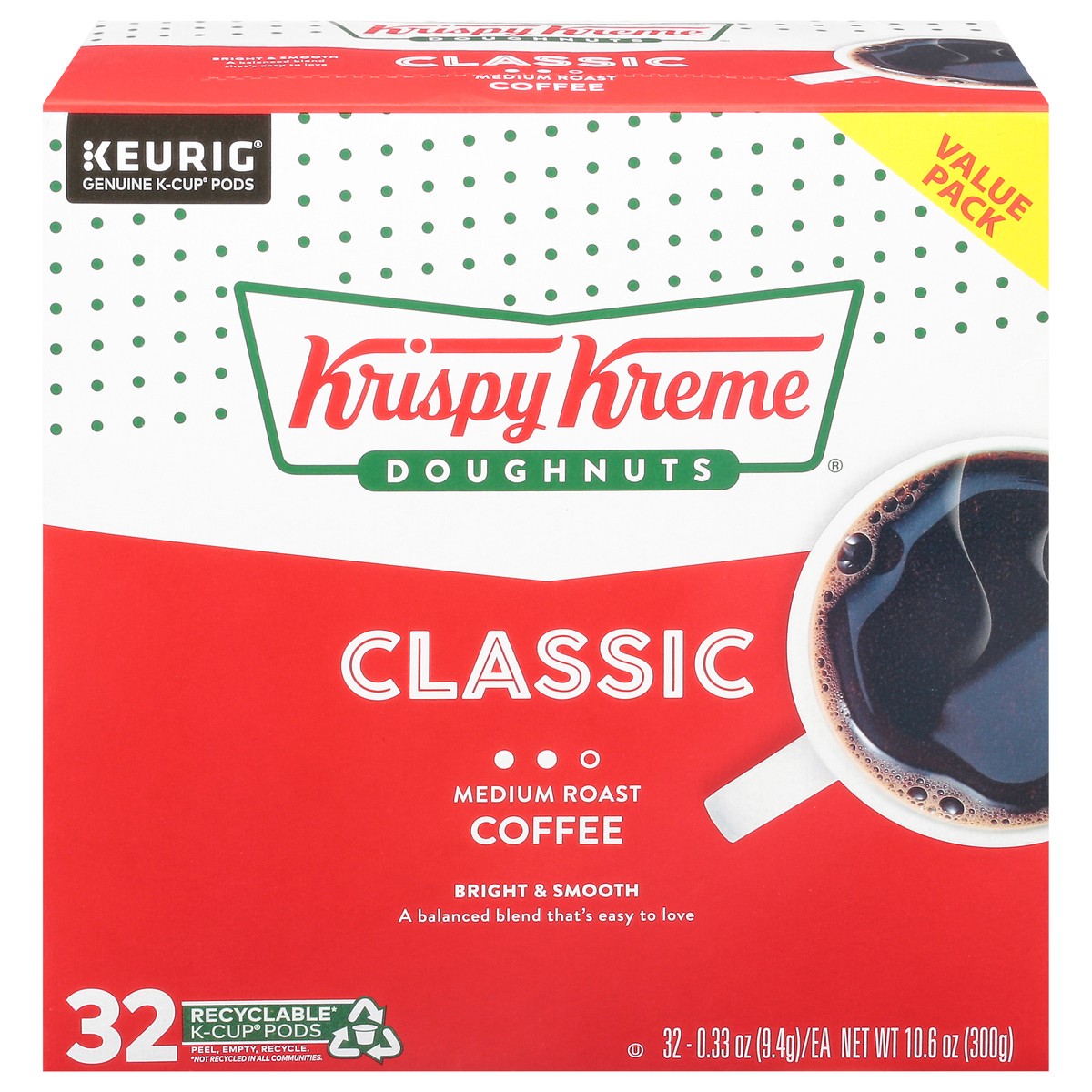 slide 1 of 9, Krispy Kreme Classic Keurig Single-Serve K-Cup Pods, Medium Roast Coffee, 32 Count, 32 ct