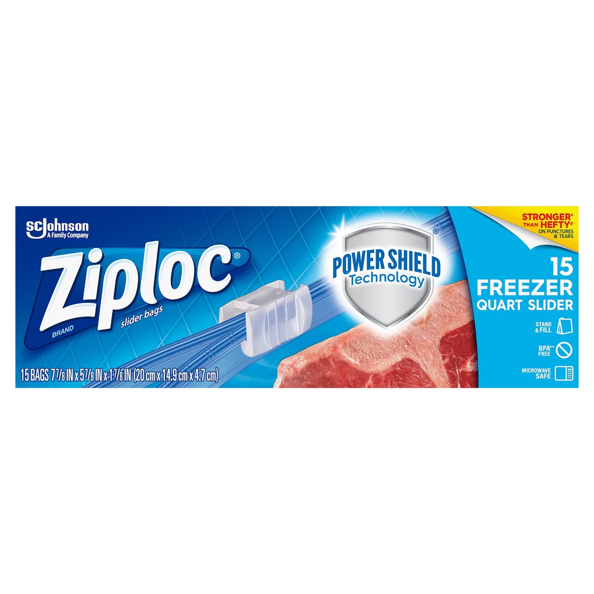 slide 4 of 4, Ziploc Quart Freezer Slider Bags 15 ea, 15 ct