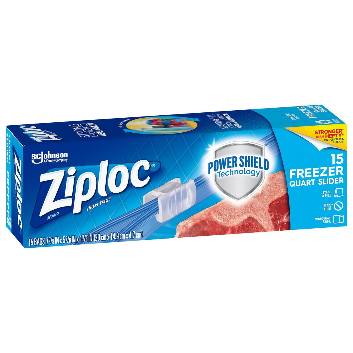 slide 3 of 4, Ziploc Quart Freezer Slider Bags 15 ea, 15 ct