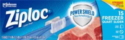 Ziploc Brand Quart Freezer Slider Bags, Power Shield™ Technology for More Durability, 15 count