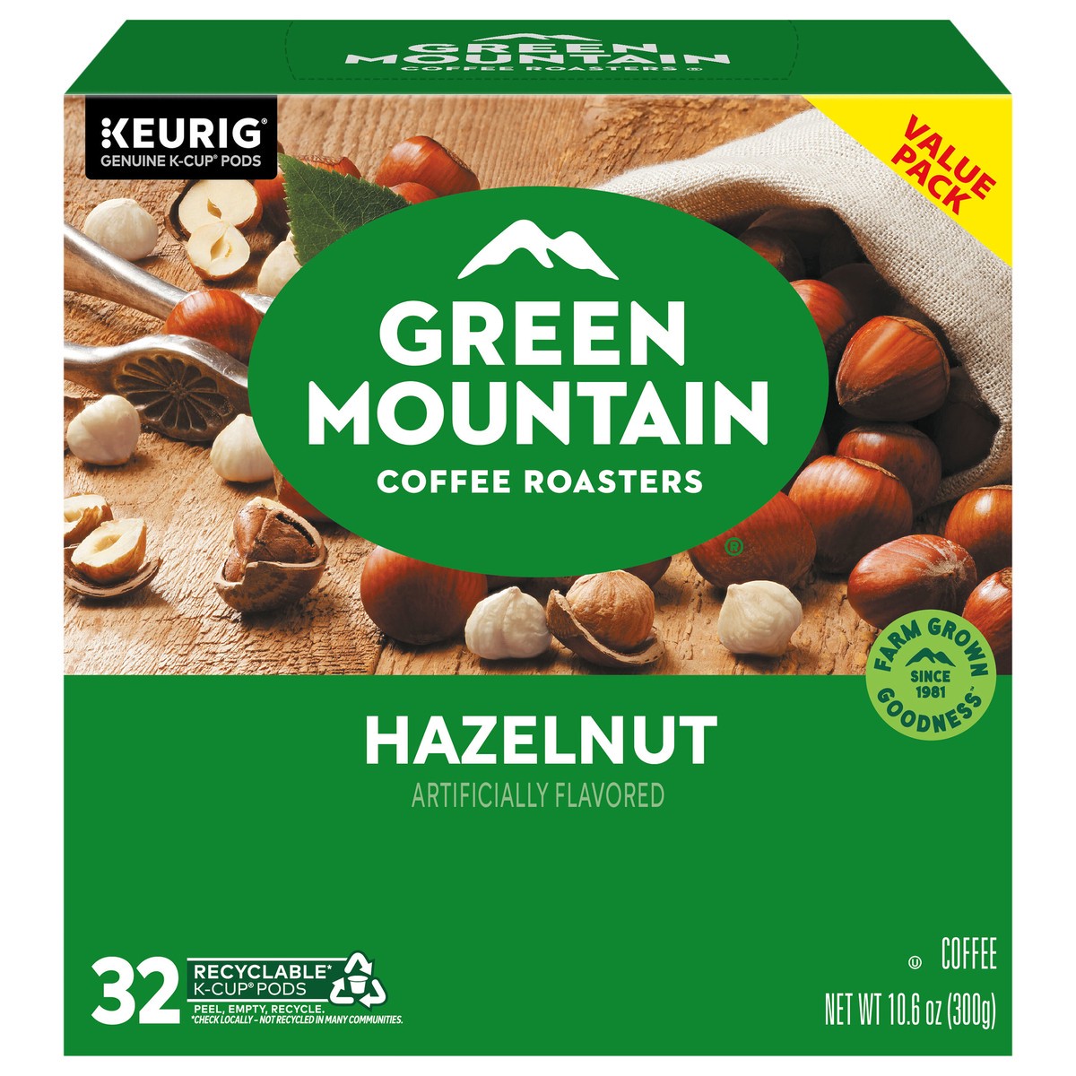 slide 1 of 5, Green Mountain Coffee Roasters Hazelnut Keurig Single-Serve K-Cup Pods, Light Roast Coffee, 32 Count, 32 ct