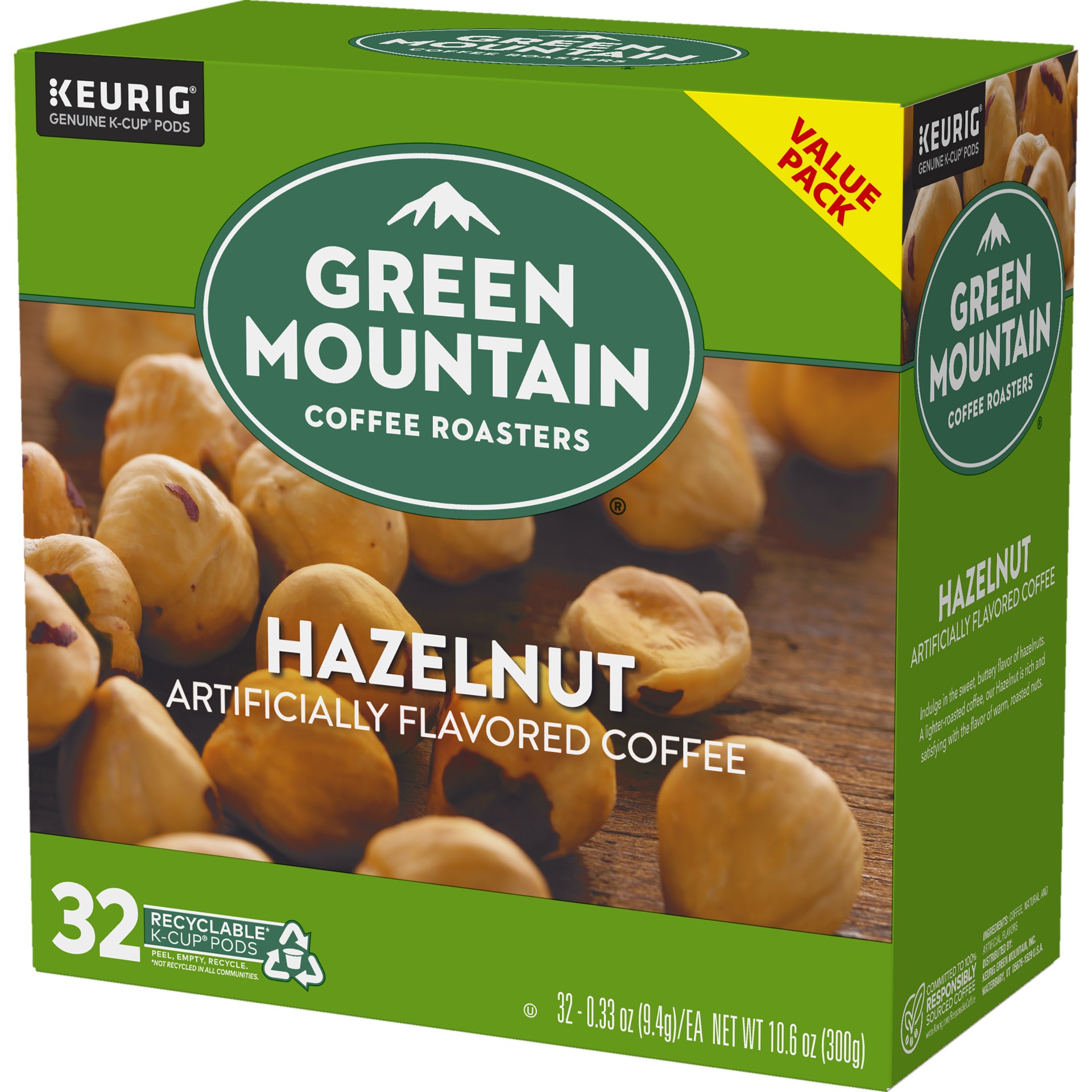 slide 3 of 5, Green Mountain Coffee Hazelnut Keurig Single-Serve K-Cup Pods, Light Roast Coffee, 32 Count, 32 ct