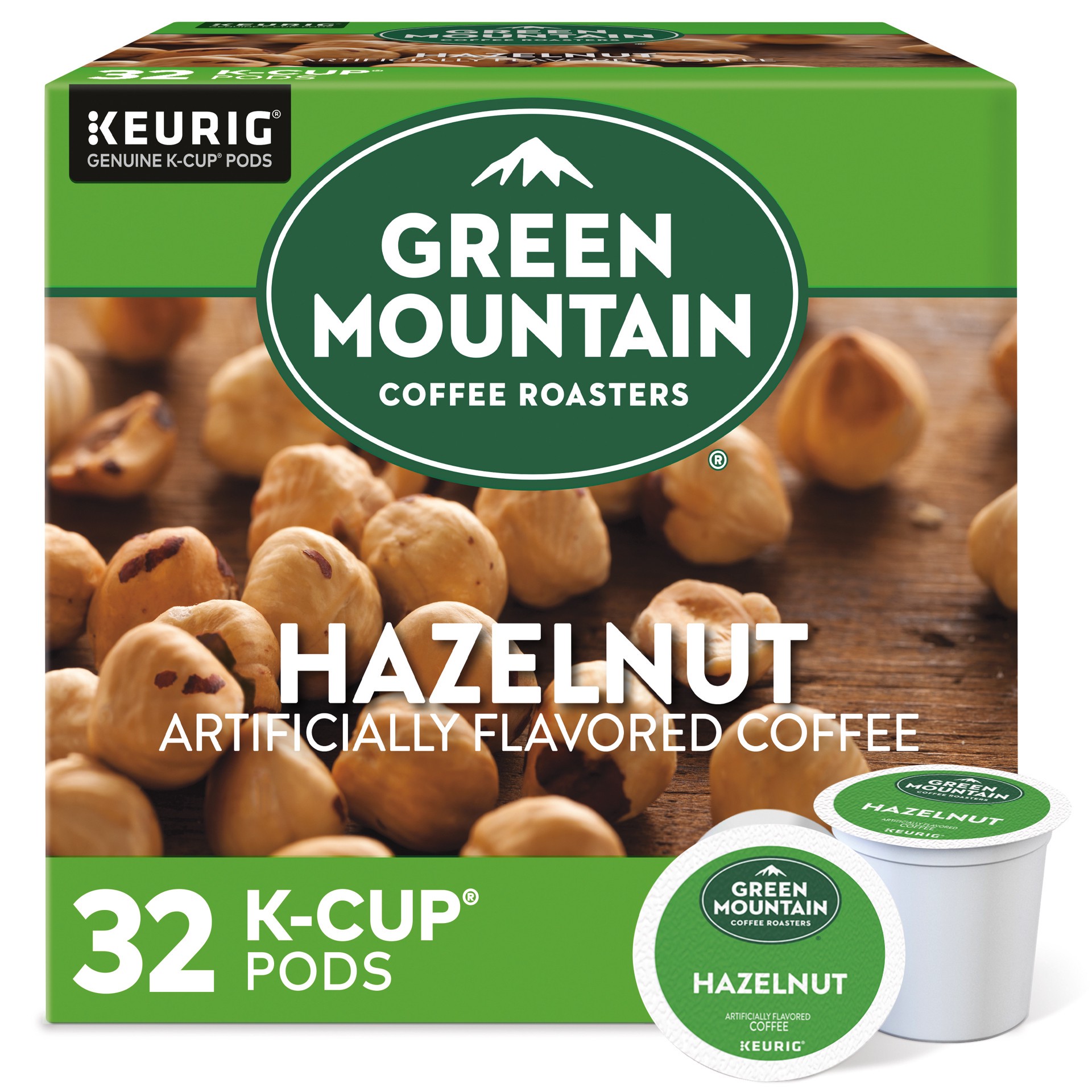 slide 1 of 5, Green Mountain Coffee Hazelnut Keurig Single-Serve K-Cup Pods, Light Roast Coffee, 32 Count, 32 ct