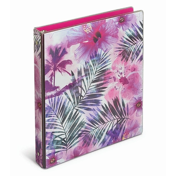 slide 1 of 1, Office Depot Brand Fashion Binder, 1'' Rings, Flowers And Palms, 1 ct