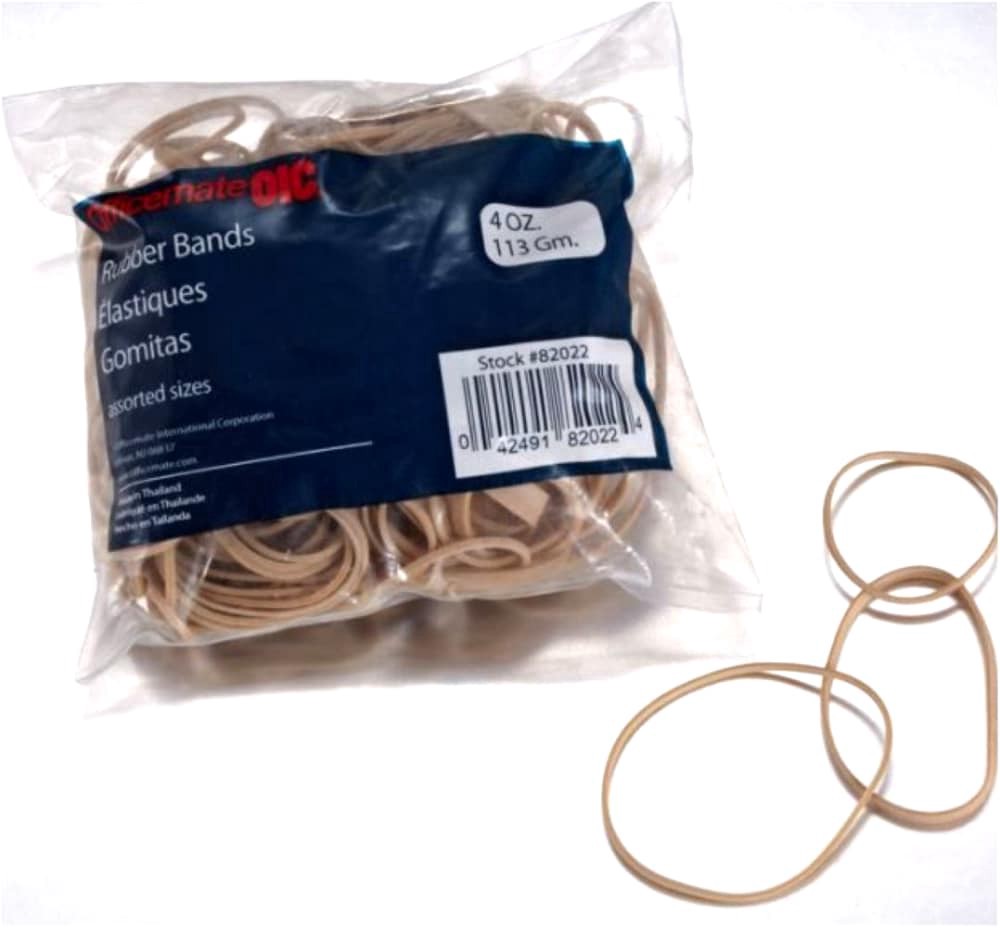 slide 1 of 1, OfficeMate Rubber Bands,  Assorted Sizes, Natural Color, 1 ct